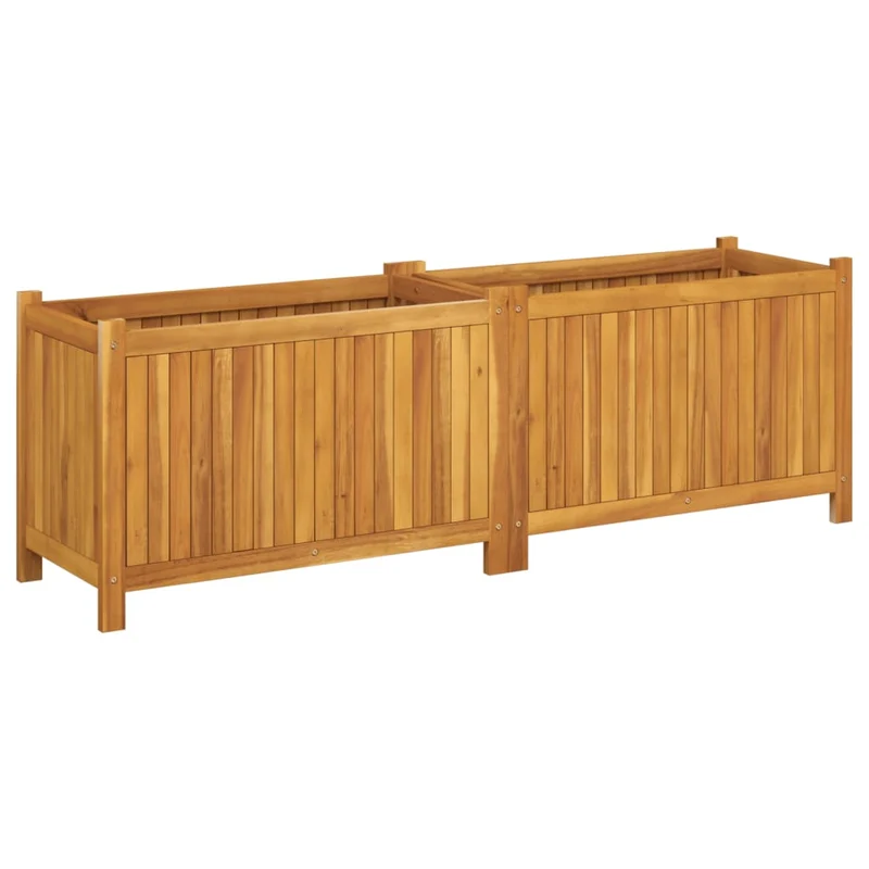 Jardinera Con Forro Madera Maciza De Acacia 153x38,5x50 Cm