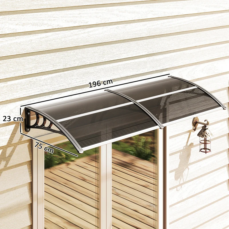 Outsunny Marquesina Exterior Para Puertas Y Ventanas 196x75 Cm Negro