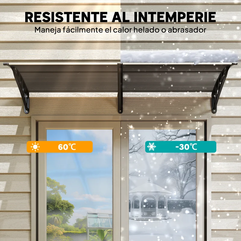 Outsunny Marquesina Exterior Para Puertas Y Ventanas 196x75 Cm Negro
