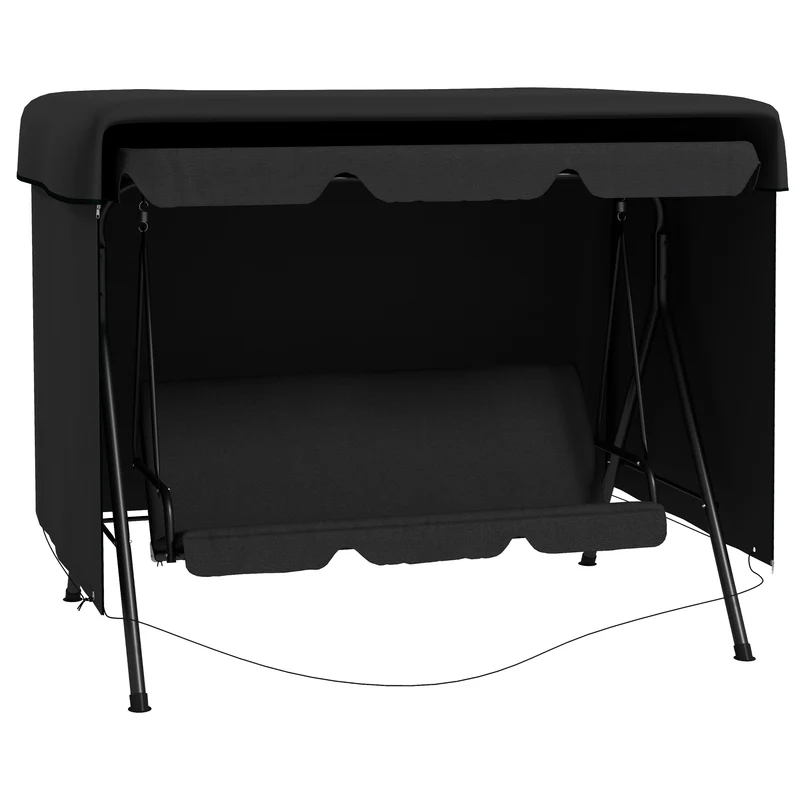 Outsunny Funda Balancín Jardín Con Cremallera 215x155x150 Cm Negro