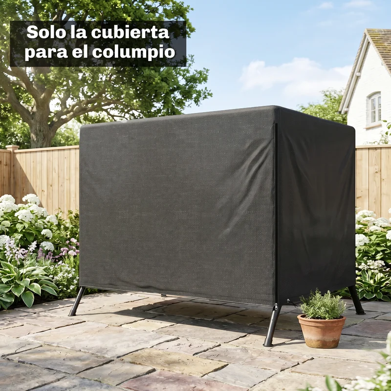 Outsunny Funda Balancín Jardín Con Cremallera 215x155x150 Cm Negro