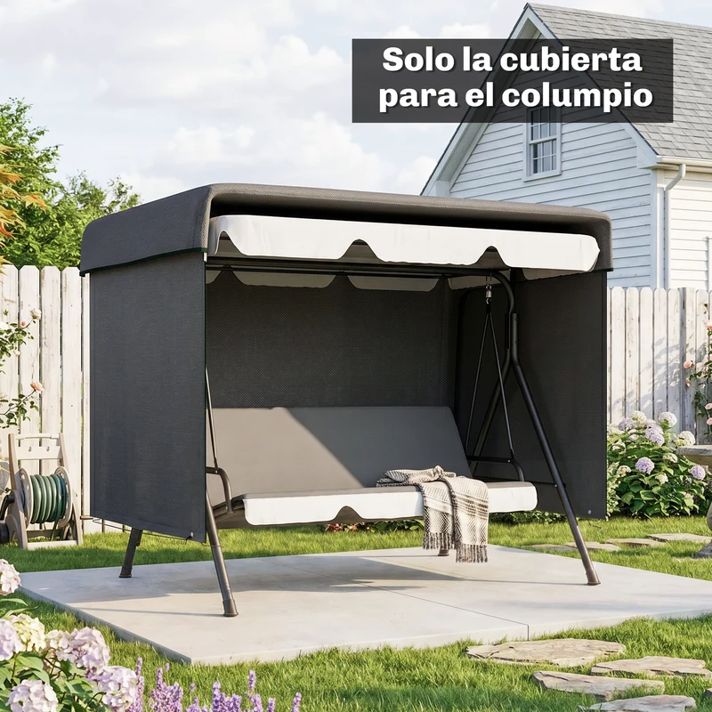 Outsunny Funda Balancín Jardín Con Cremallera 215x155x150 Cm Negro