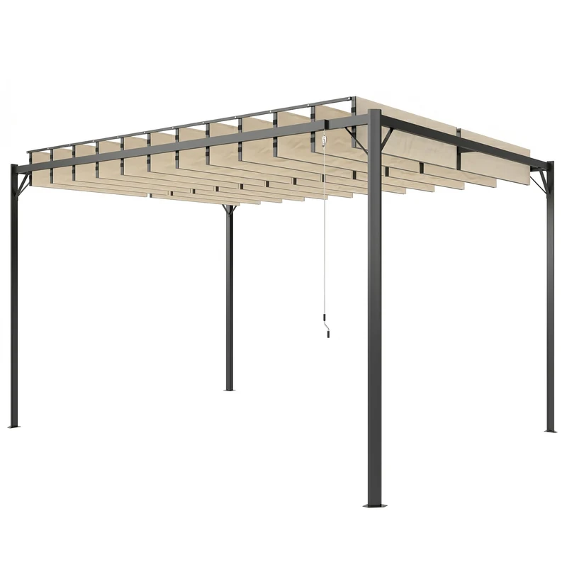 Outsunny Pérgola De Jardín 3x4 M Con Techo De Lamas Orientables Upf50+ Crema