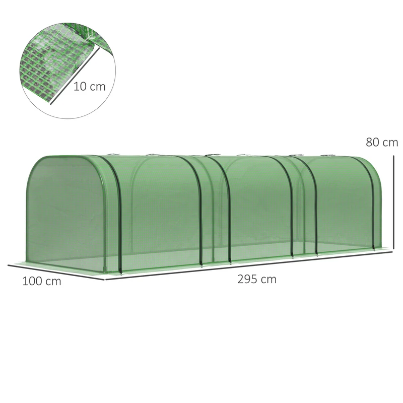 Outsunny Mini Invernadero 295x100x80 Cm Para Jardín Cultivo De Plantas Verde