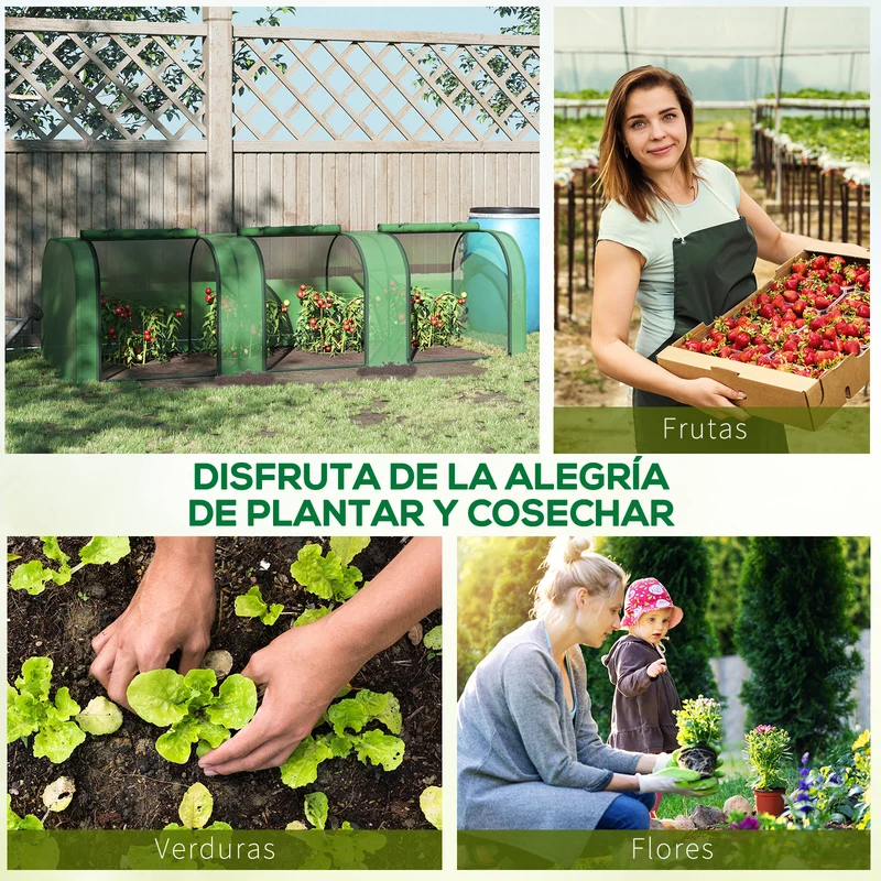 Outsunny Mini Invernadero 295x100x80 Cm Para Jardín Cultivo De Plantas Verde