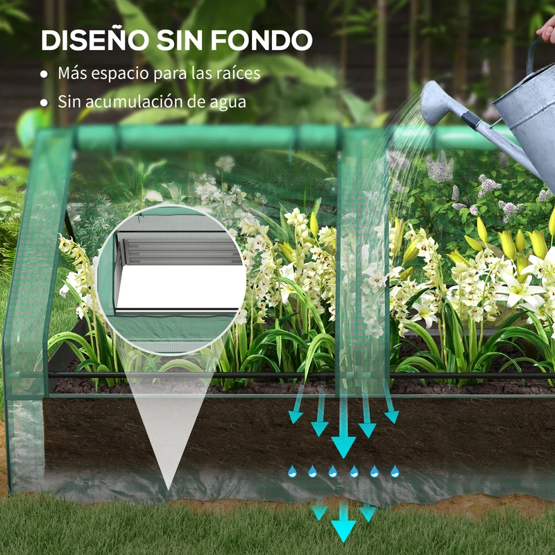Outsunny Jardinera Exterior Grande De Acero Galvanizado Con Mini Invernadero