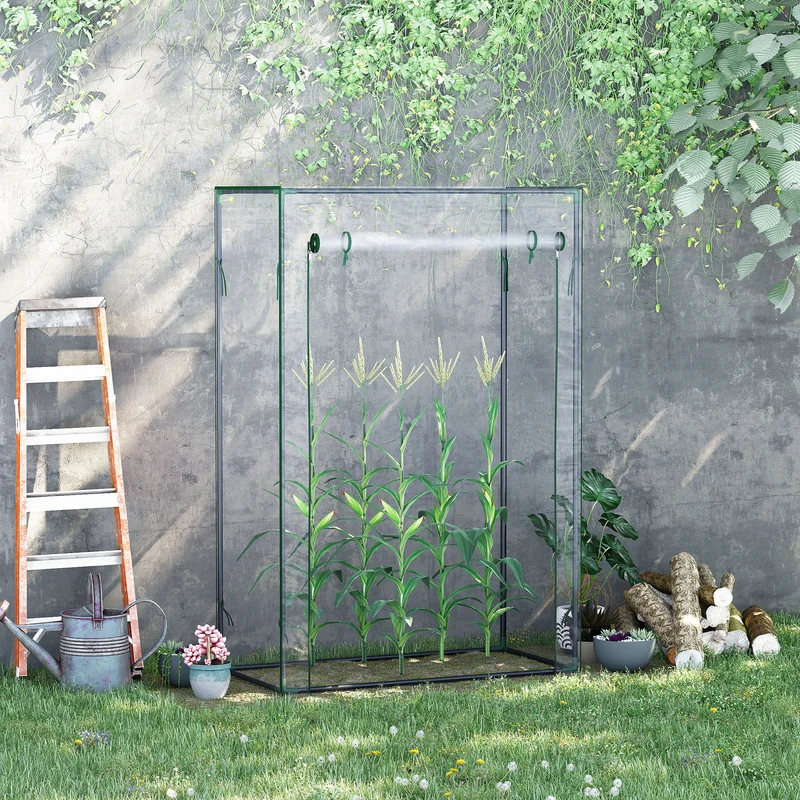 Outsunny Invernadero Con Puerta Enrollable De Acero 100x50x150 Cm Transparente