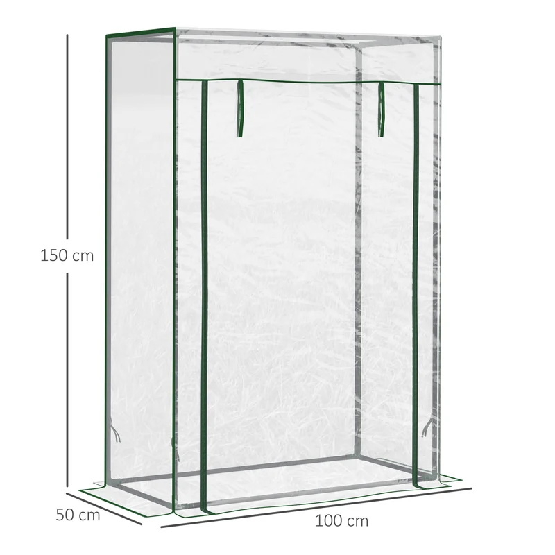 Outsunny Invernadero Con Puerta Enrollable De Acero 100x50x150 Cm Transparente