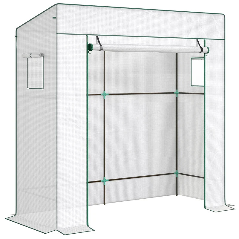 Outsunny Invernadero Pequeño Con Ventanas De Malla 196x77x197 Cm Blanco