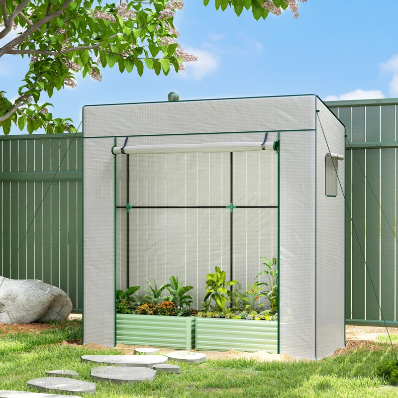 Outsunny Invernadero Pequeño Con Ventanas De Malla 196x77x197 Cm Blanco