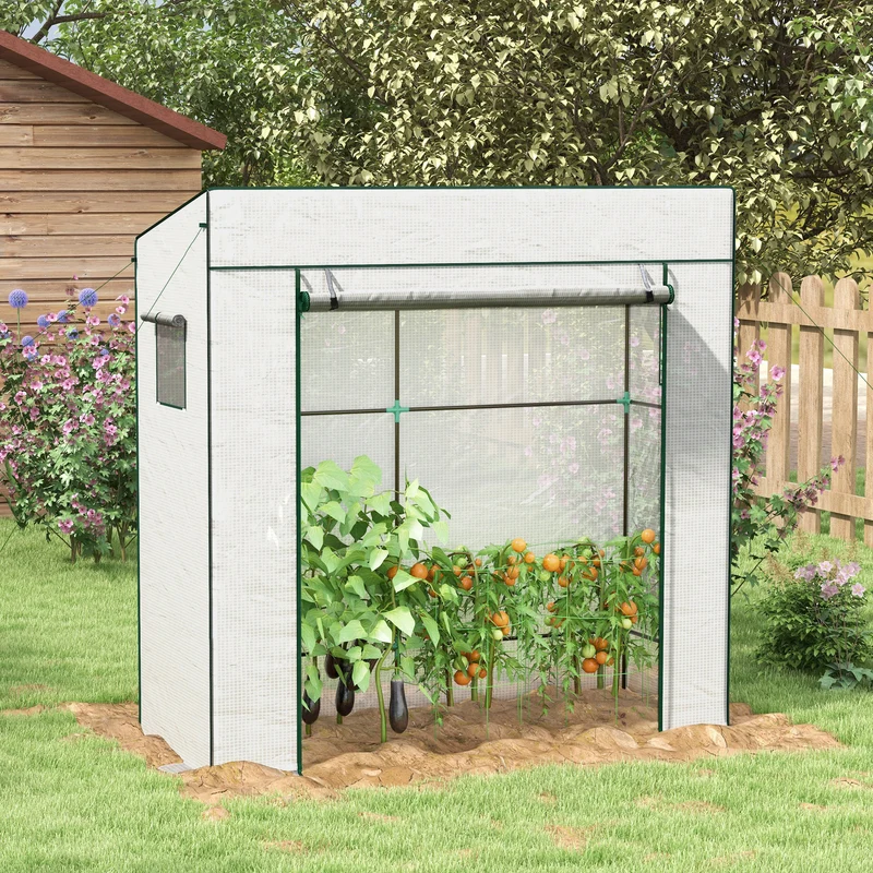 Outsunny Invernadero Pequeño Con Ventanas De Malla 196x77x197 Cm Blanco
