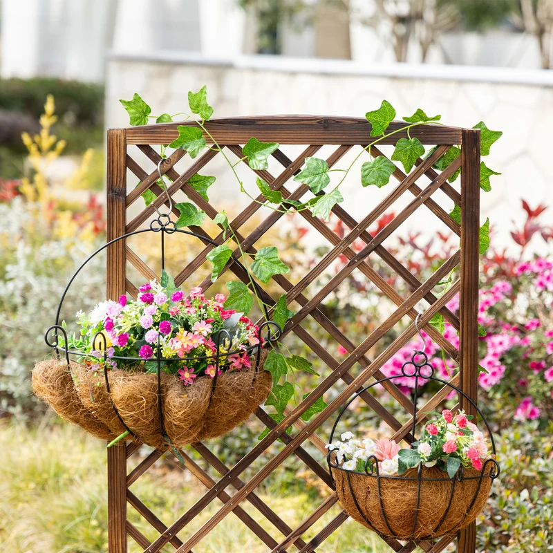 Outsunny Jardinera Con Enrejado Para Trepadora Cultivos Plantas 60x30x122,5 Cm