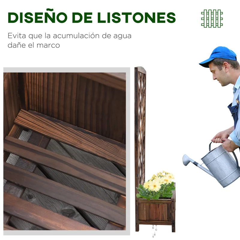 Outsunny Jardinera Con Enrejado Para Trepadora Cultivos Plantas 60x30x122,5 Cm