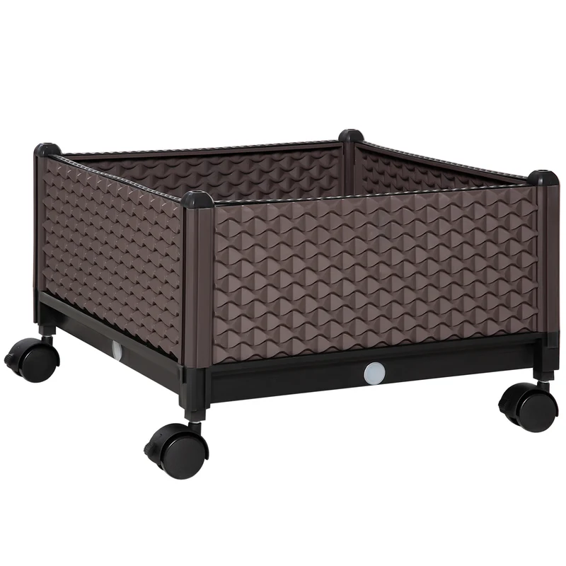 Outsunny Jardinera De Plástico Con Ruedas Para Cultivo De Plantas 50x50x33 Cm