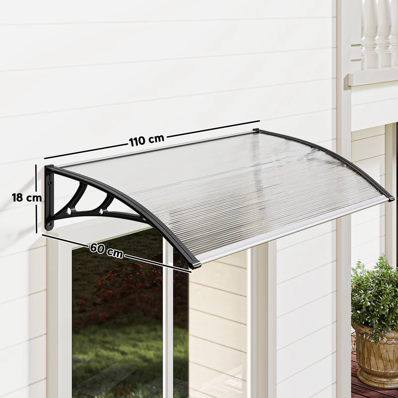 Outsunny Marquesina Para Puertas Y Ventanas 110x60 Cm Con Regleta De Aluminio