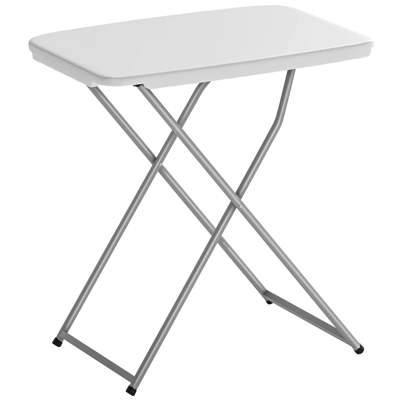 Outsunny Mesa Plegable Camping Portátil Con Altura Ajustable 75x50x73,5cm Blanco