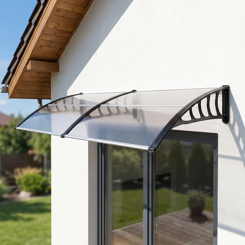 Outsunny Tejadillo De Protección 200x96 Cm Para Puertas Y Ventanas Transparente