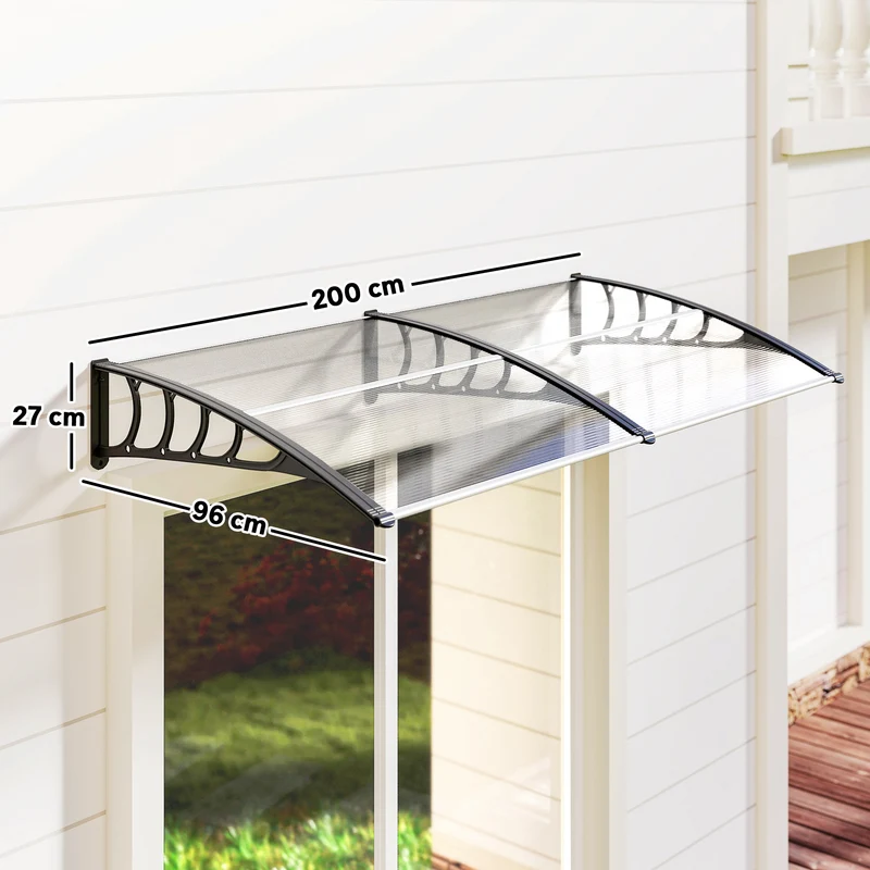 Outsunny Tejadillo De Protección 200x96 Cm Para Puertas Y Ventanas Transparente