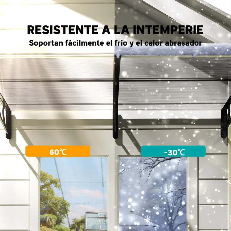 Outsunny Tejadillo De Protección 200x96 Cm Para Puertas Y Ventanas Transparente