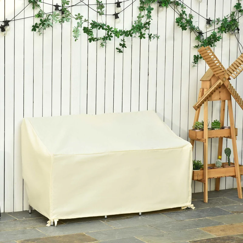 Outsunny Funda Protectora Banco 2 Plazas 140x84x56/94 Cm Tela Oxford 600d Crema