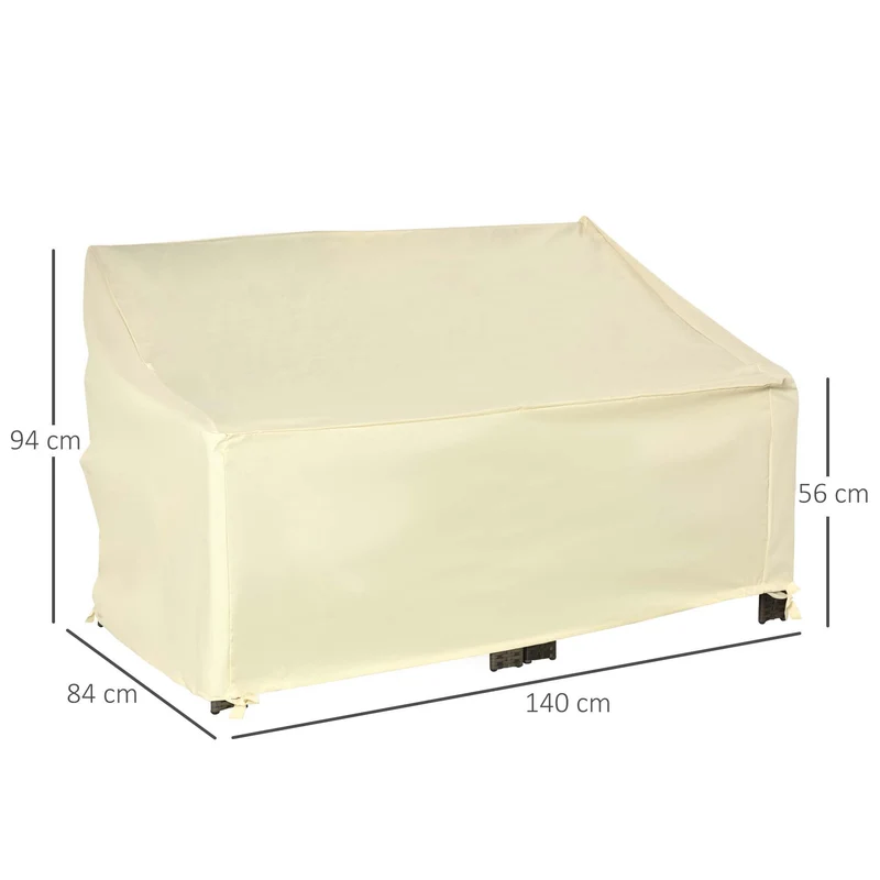 Outsunny Funda Protectora Banco 2 Plazas 140x84x56/94 Cm Tela Oxford 600d Crema