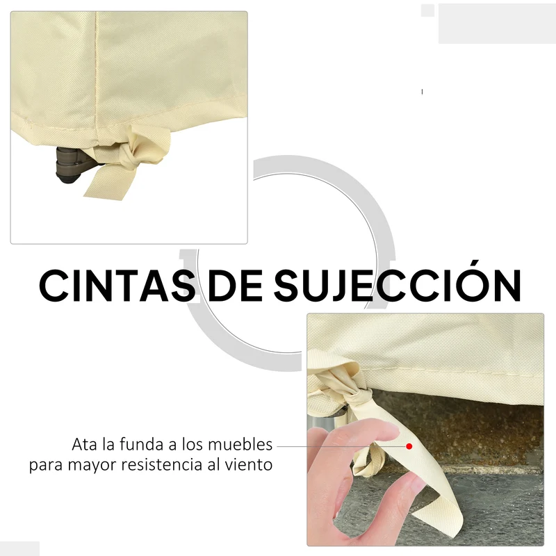 Outsunny Funda Protectora Banco 2 Plazas 140x84x56/94 Cm Tela Oxford 600d Crema