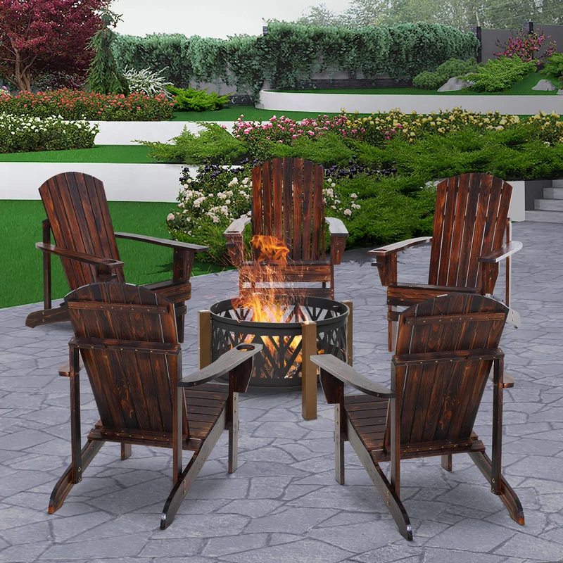 Outsunny Silla Adirondack Jardín De Madera Con Reposabrazos 72x95x93 Cm Marrón