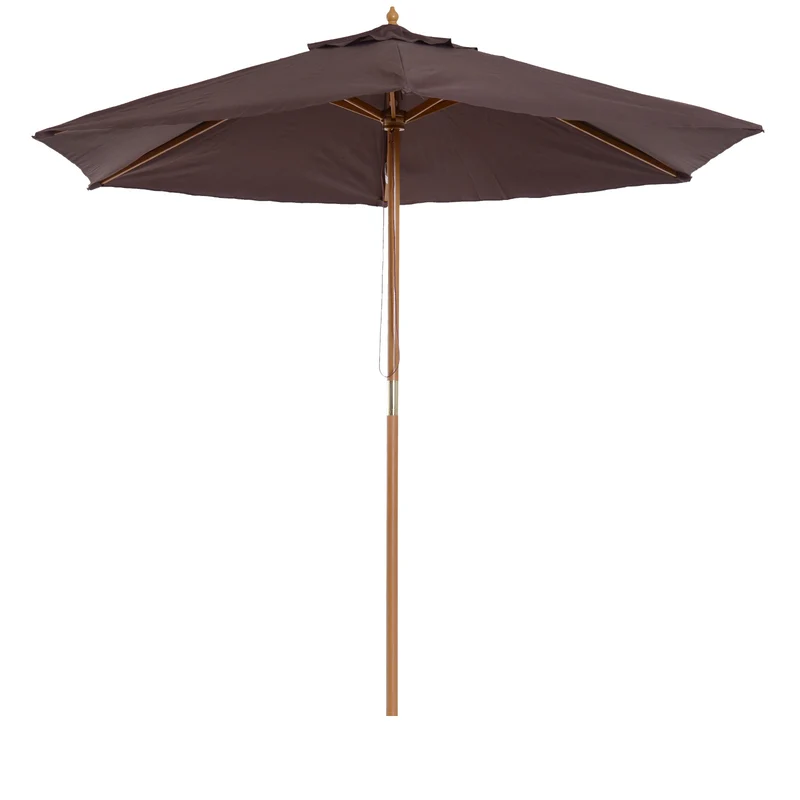 Outsunny Sombrilla De Jardín Con 6 Varillas De Bambú Y Poste Desmontable Ø2,5 M