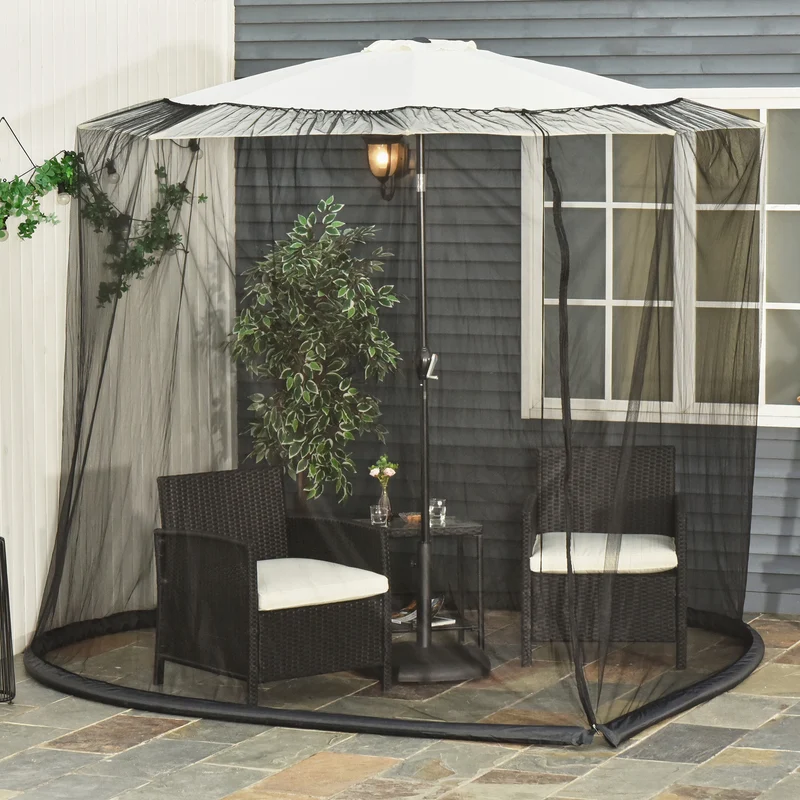 Outsunny Mosquitera Para Sombrillas Ø3 M Con Cremallera Tubo Rellenable De Agua