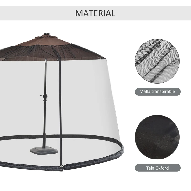 Outsunny Mosquitera Para Sombrillas Ø3 M Con Cremallera Tubo Rellenable De Agua