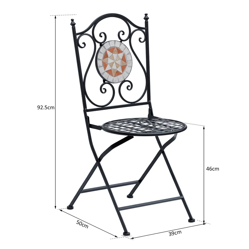 Outsunny Set De 2 Sillas Plegables De Jardín Bistro Silla Asiento Mosaico
