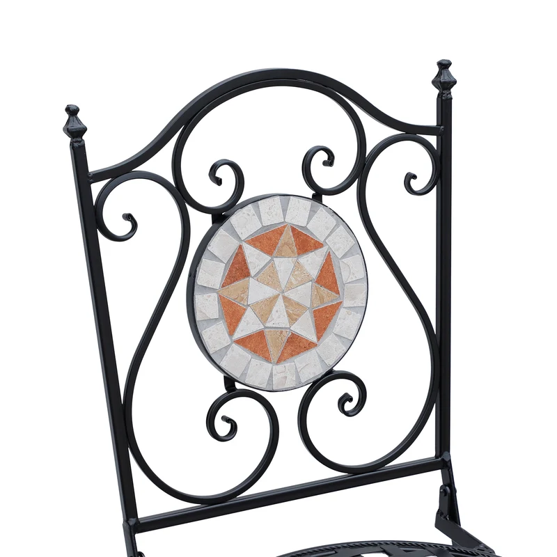 Outsunny Set De 2 Sillas Plegables De Jardín Bistro Silla Asiento Mosaico
