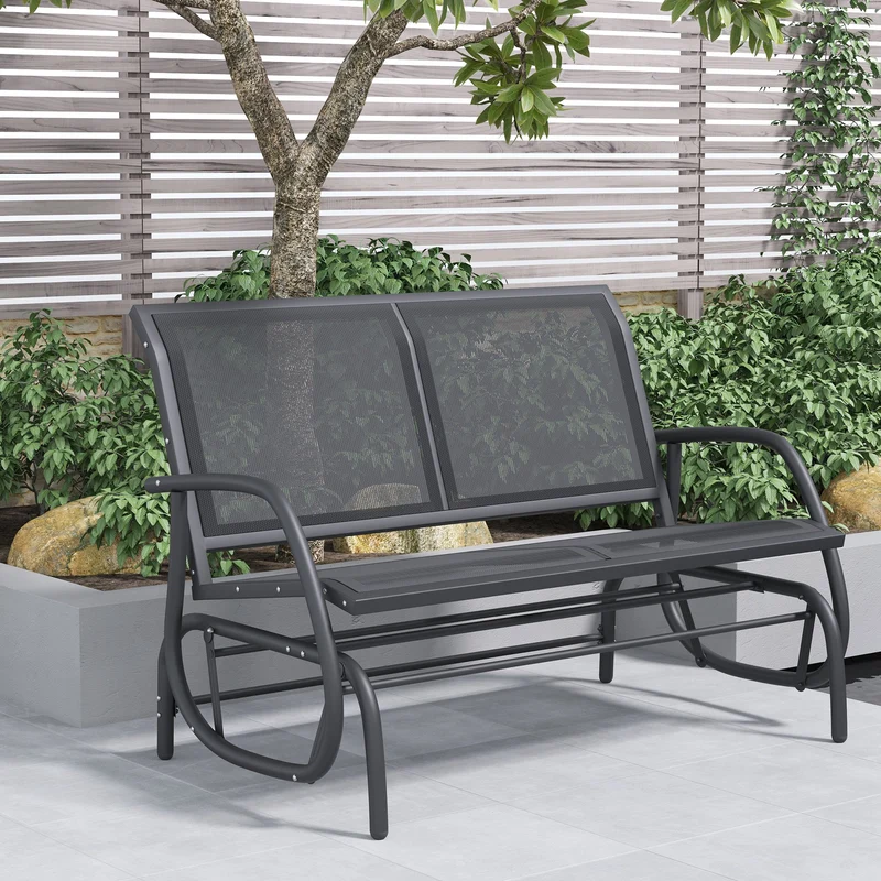 Outsunny Banco Balancín Jardín Columpio De 2 Plazas Estable Tubo Metal 120x70x85