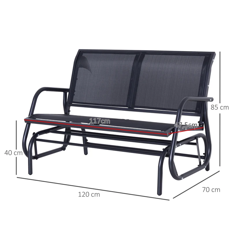 Outsunny Banco Balancín Jardín Columpio De 2 Plazas Estable Tubo Metal 120x70x85
