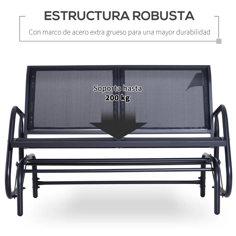 Outsunny Banco Balancín Jardín Columpio De 2 Plazas Estable Tubo Metal 120x70x85