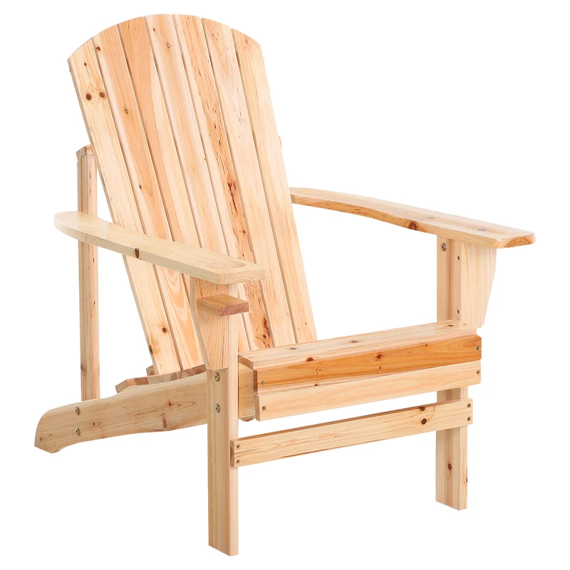 Outsunny Silla Adirondack Jardín De Madera Con Reposabrazos 72x95x93 Cm Natural