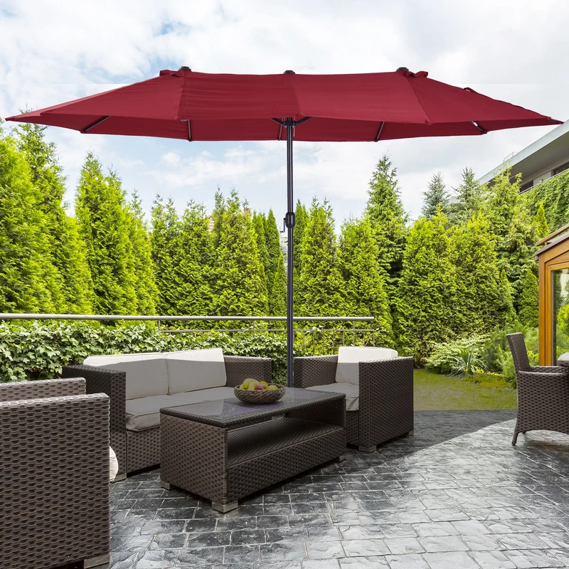 Outsunny Sombrilla Doble Extragrande Parasol Para Terraza Patio Protección Solar