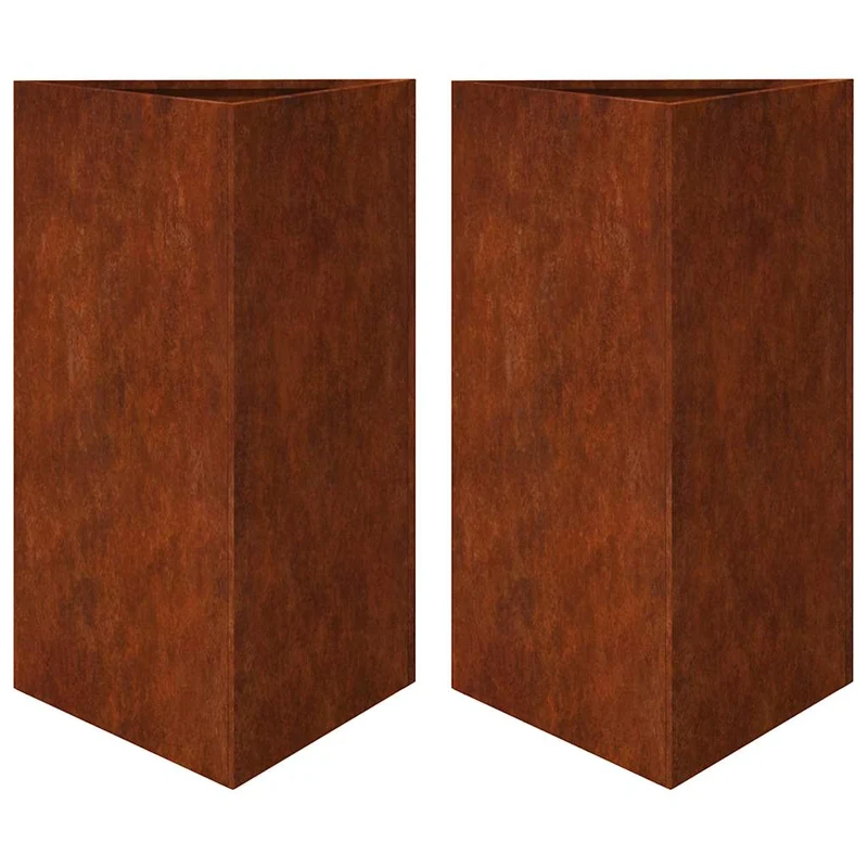 Jardineras Triangulares 2 Uds Acero Oxidado 50x43x75 Cm