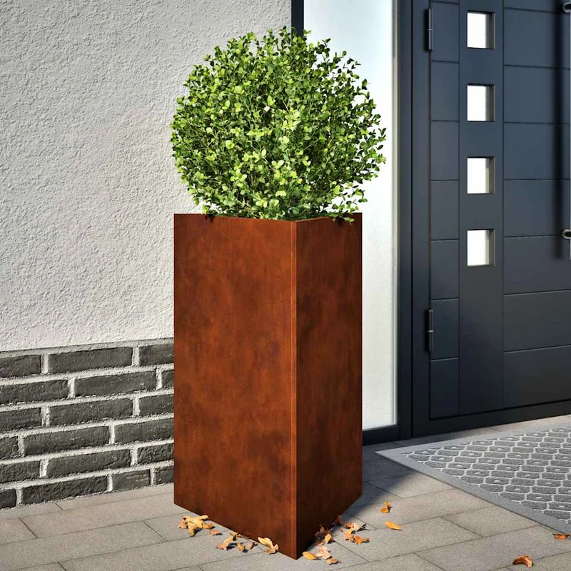 Jardineras Triangulares 2 Uds Acero Oxidado 50x43x75 Cm