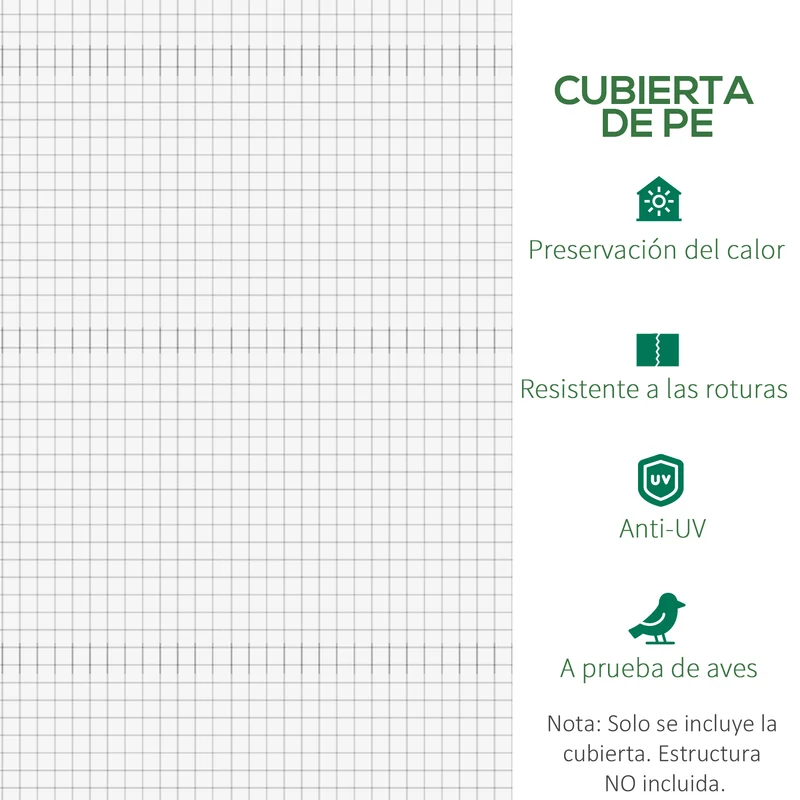 Outsunny Cubierta De Invernadero Túnel 6x3x2m 12 Ventanas Y Puerta Enrollable