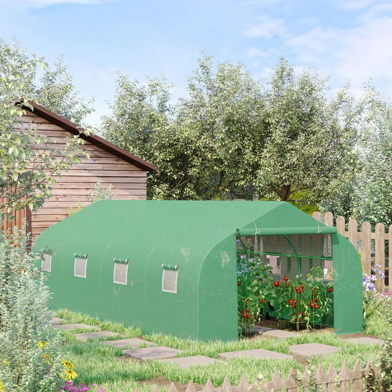 Outsunny Invernadero De Jardín 6x3x2 M Tipo Túnel Para Cultivo Plantas