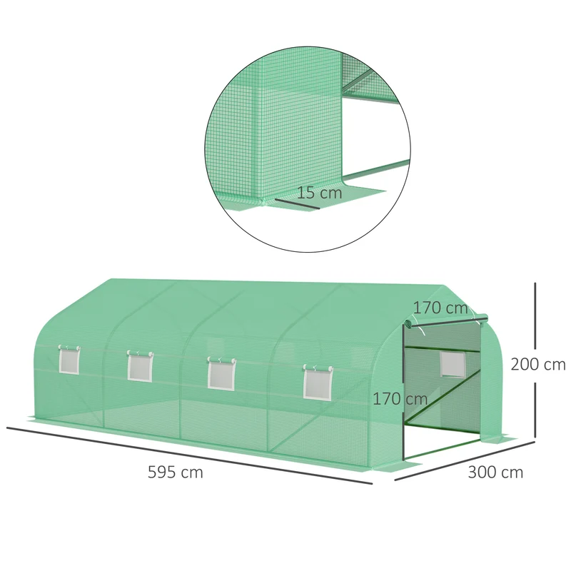 Outsunny Invernadero De Jardín 6x3x2 M Tipo Túnel Para Cultivo Plantas