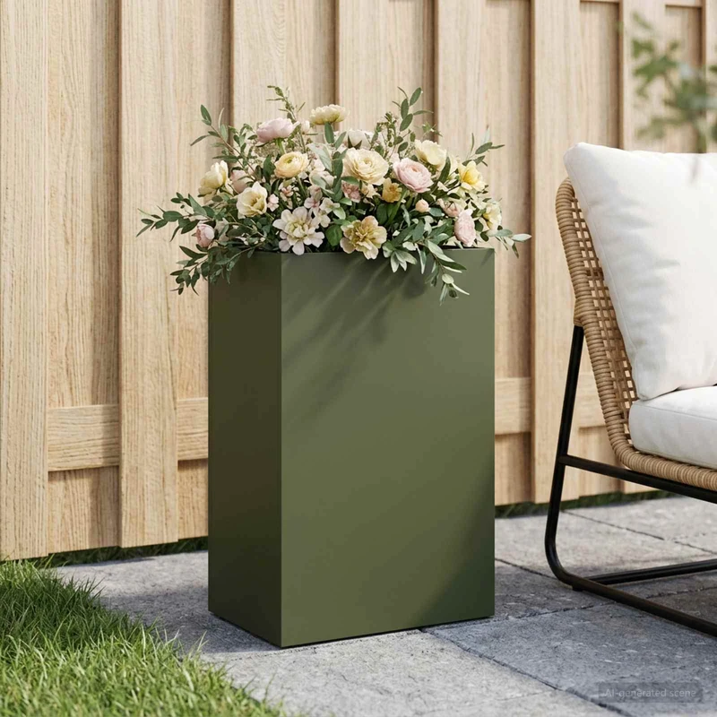 Macetero De Jardín Verde Oliva 50 X 30 X 75 Cm