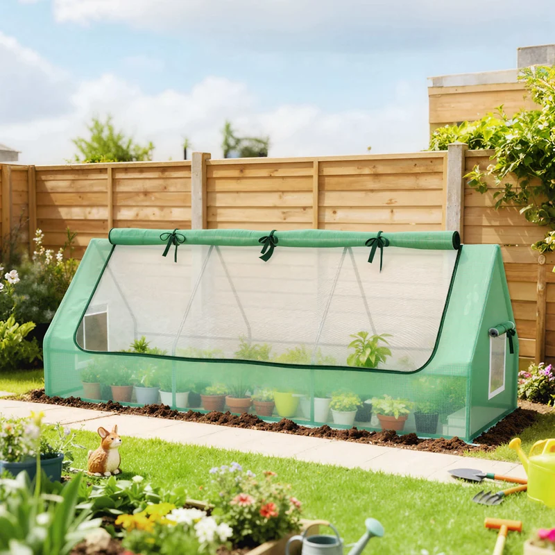 Outsunny Invernadero De Terraza 240x90x90 Cm Con Ventanas De Malla Verde