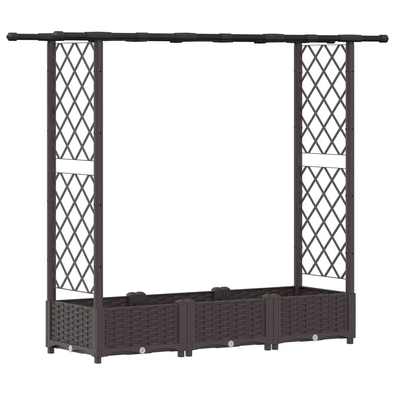 Cama Elevada Con Trellis Y Techo Marrón 164 X 40 X 121 Cm Pp
