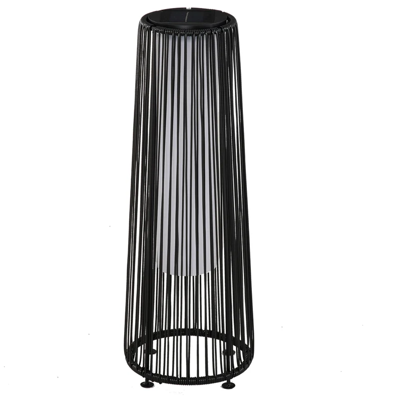 Outsunny Lámpara De Pie Ratán Energía Solar Con Control Luz Automático Negro