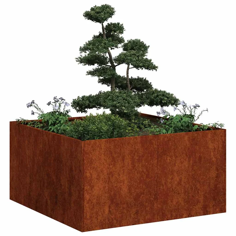 Macetero De Jardín Oxidado 80 X 80 X 40 Cm
