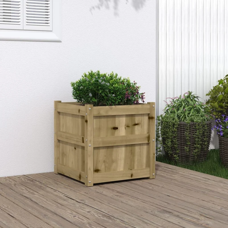 Jardinera Madera Maciza De Pino Impregnada 50x50x50 Cm