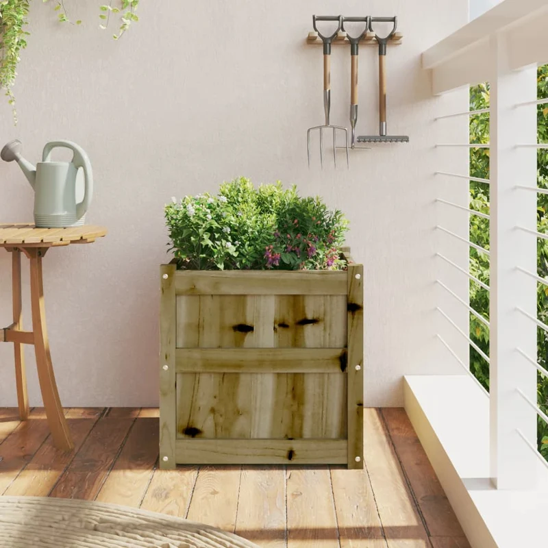 Jardinera Madera Maciza De Pino Impregnada 50x50x50 Cm