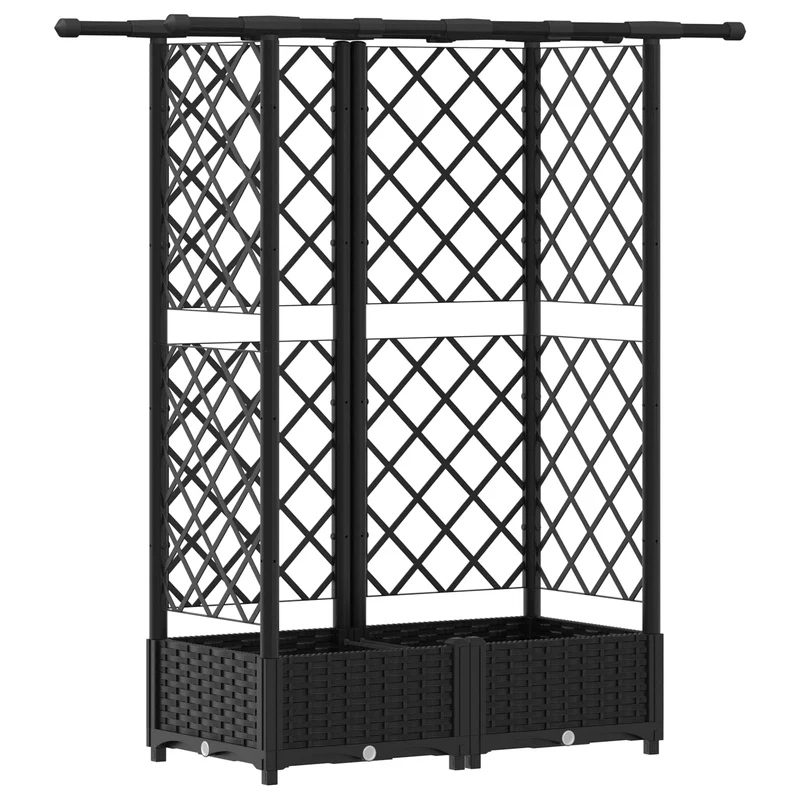 Cama Elevada Con Trellis Y Techo Negro 124 X 40 X 121 Cm Pp